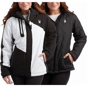 Spyder Women's Small Black Insulated Reversible Hooded Snow Ski Jacket  HR7-13
